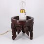 Handcrafted Wooden Light Holder – Tripod Base with Carved Details
