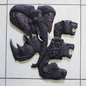 Hand-Carved Wooden Wall Hanging – South Africa’s Big 5 Wildlife Art