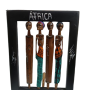 Mozambique Sandal Wood African families on a black painted frame. Wall Decor Art