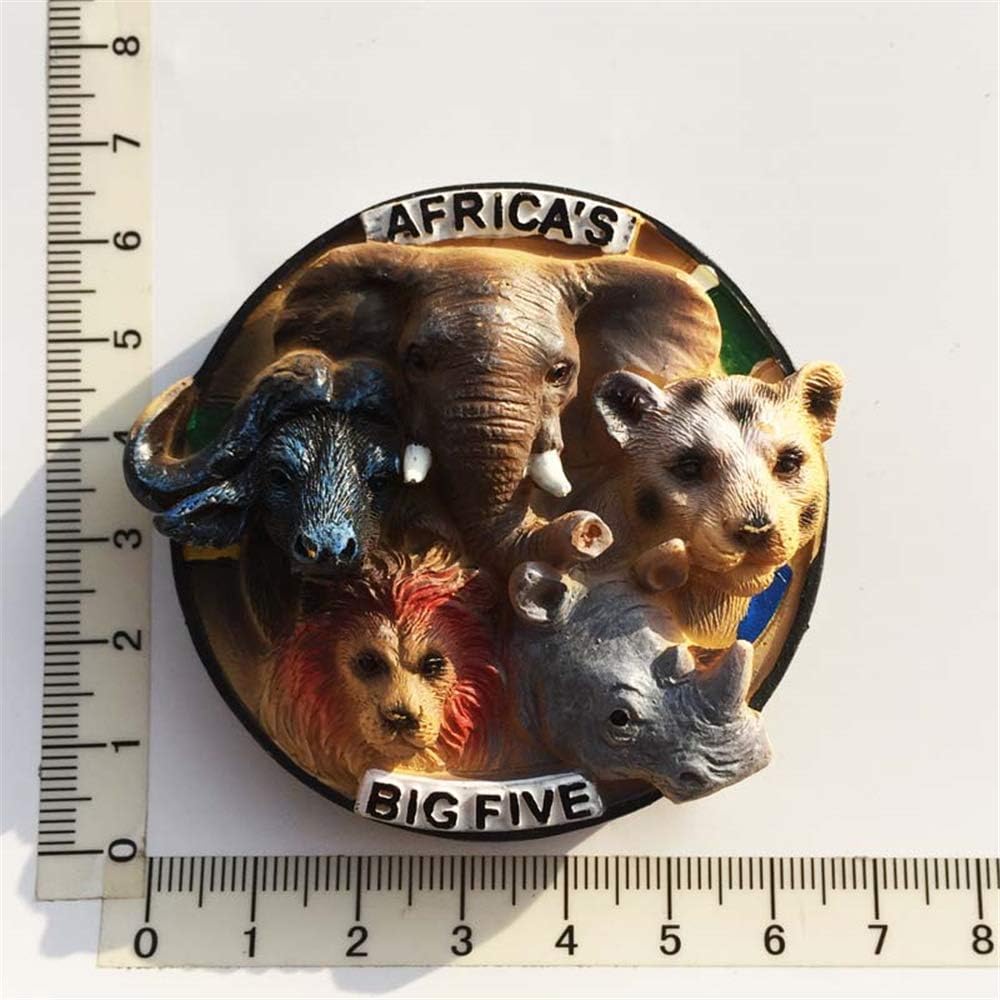 Kenya 3D Big Five Animals Magnete per Frigorifero Souvenir Adesivi magnetici in Resina Fatti a Mano Decorazione della Cucina di casa, Regalo per la Raccolta di magneti per Il frigo in Kenya