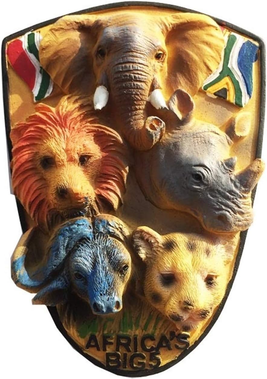 71XNHKsGTgL._AC_SL1500_.jpg 5 Wild Animals of South Africa 3D Fridge Magnet Travel Souvenir Gift Collection Home Kitchen Decoration Magnetic Sticker Refrigerator Magnet - Image 1