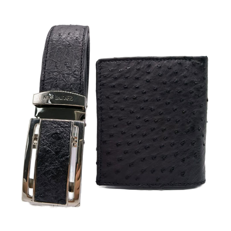 Beltand-Wallet.jpg Luxury Genuine Crocodile Belly Leather Belt & Wallet Set – Black - Image 1