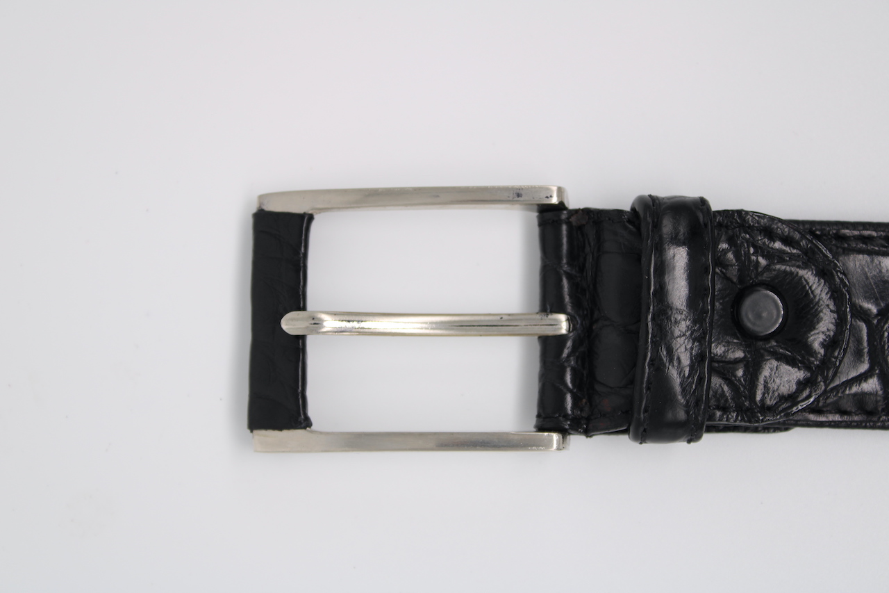 Crocodile-belly-belt-mens-single-tongue-buckle.jpg Crocodile Belly Belt - Men's - Single Tongue Buckle - Image 1