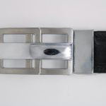 Silver Geometric Pin Buckle with Crocodile Belly Leather Belt – Luxury Design