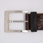 Genuine Crocodile Leather Belt – Classic Silver-Tone Buckle & Handcrafted Finish