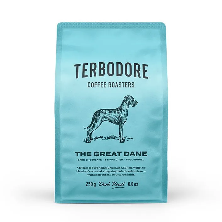TheGreatDane_250g_Front.webp Terbodore The Great Dane Coffee Beans – 250g | Bold Dark Roast with Rich Chocolate Notes - Image 1