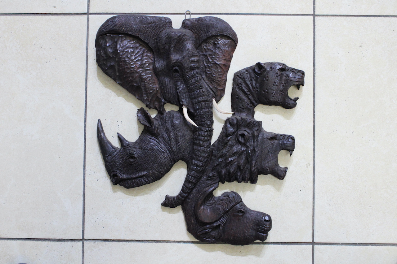 Wooden-wall-hanging-south-africass-big-5.jpg Hand-Carved Wooden Wall Hanging – South Africa’s Big 5 Wildlife Art - Image 1