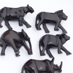 Ebony Wood Big Five Animal Figurines
