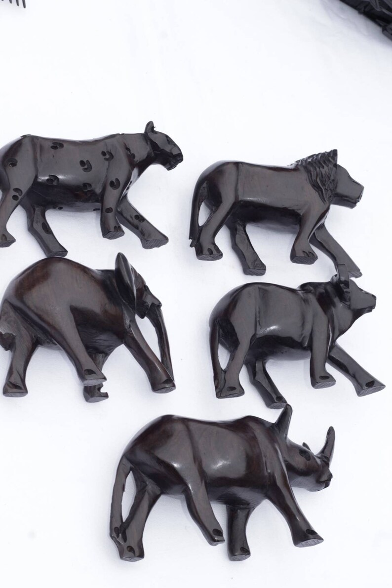 big-5.png Ebony Wood Big Five Animal Figurines - Image 1
