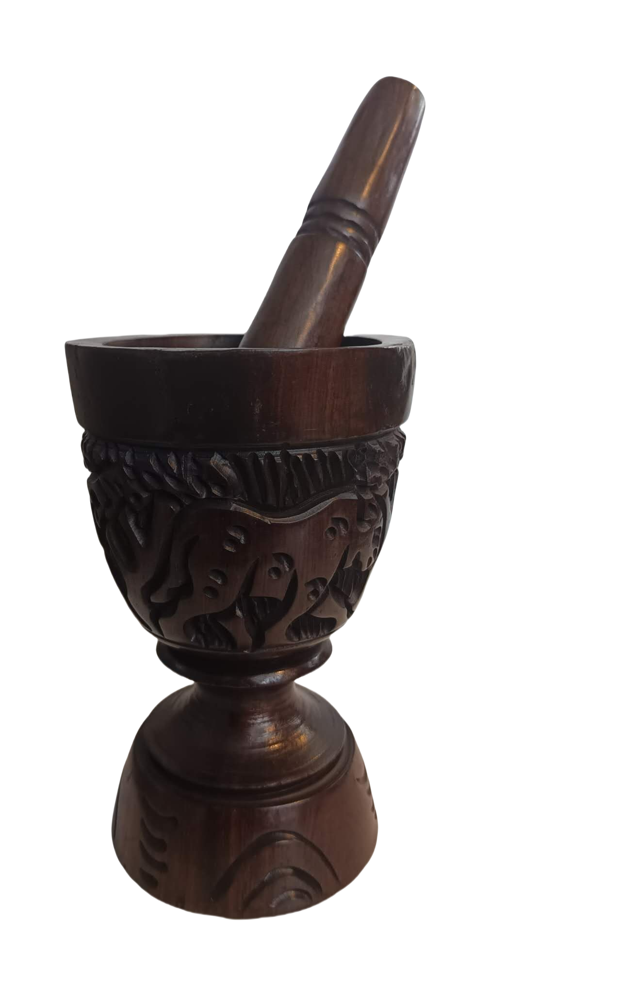 crusher-1.png Ebony Wooden Mortar & Pestle – Handcrafted for Grindin - Image 1